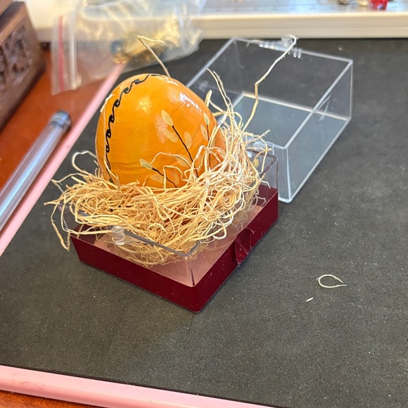 Handcrafted Orange Wood Rabbit Easter Egg Called Pysanda - Picture 2 of 8